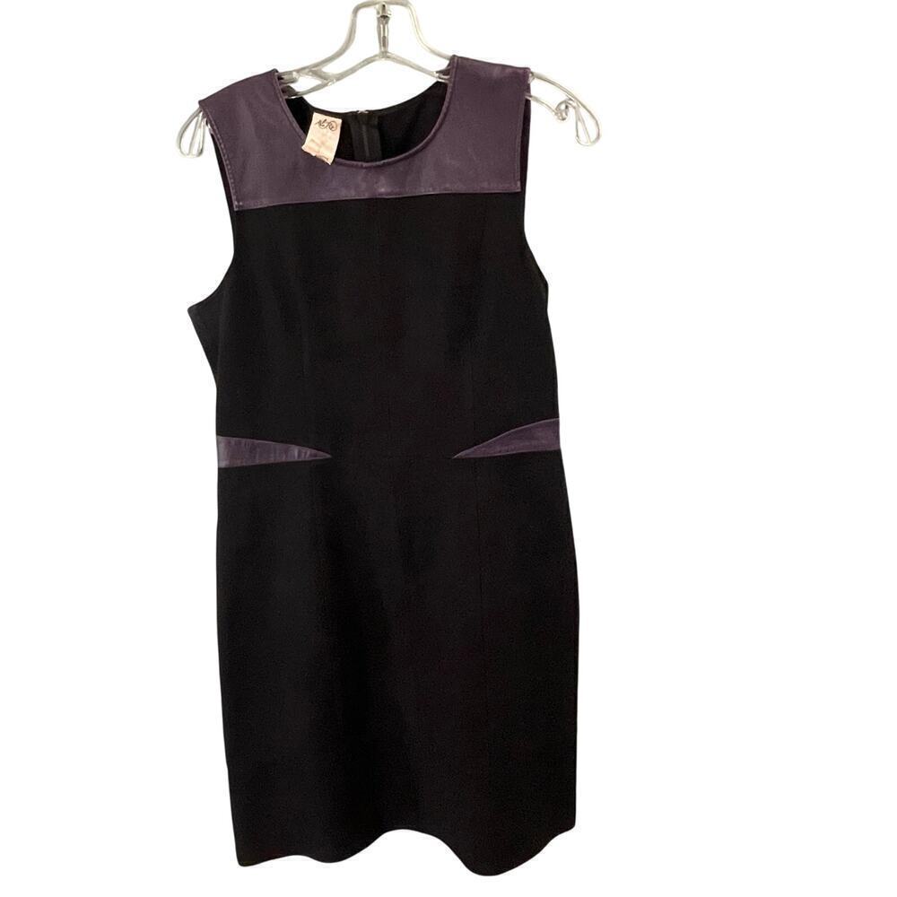 Ali Ro Bodycon Dress Size 10 Black Dress Purple Leather Accent